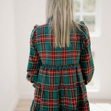 'Tis the Season Plaid Ruffle Dress - Dresses - Peach Love CA