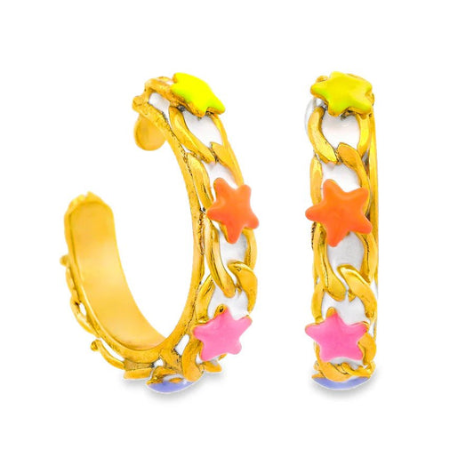 TOVA - Gold Ayanti Star Hoop Earrings - Jewelry - Earrings - Tova