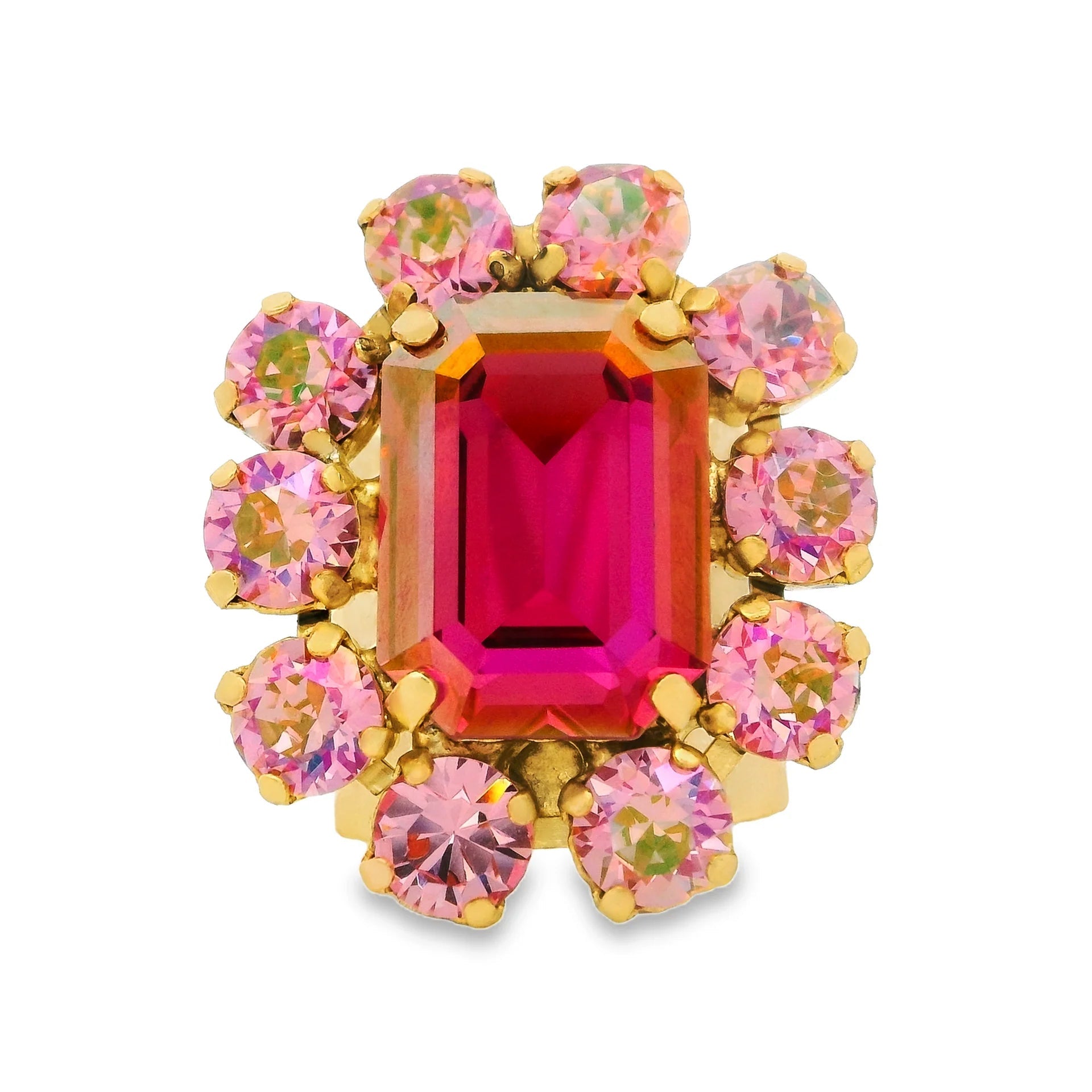 TOVA - Gold Edith Rectangle Ring in Lunapink - Jewelry - Rings - Tova