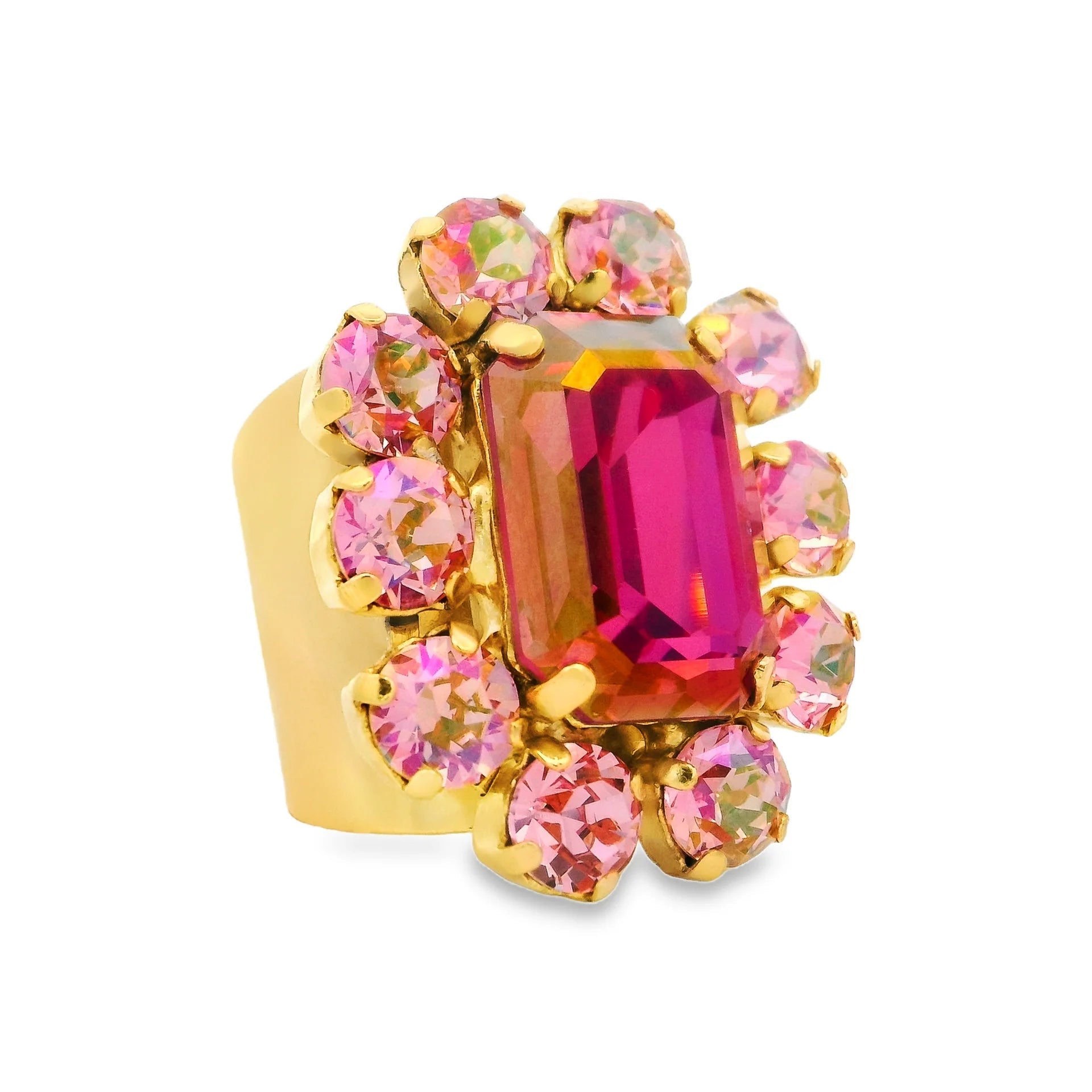 TOVA - Gold Edith Rectangle Ring in Lunapink - Jewelry - Rings - Tova