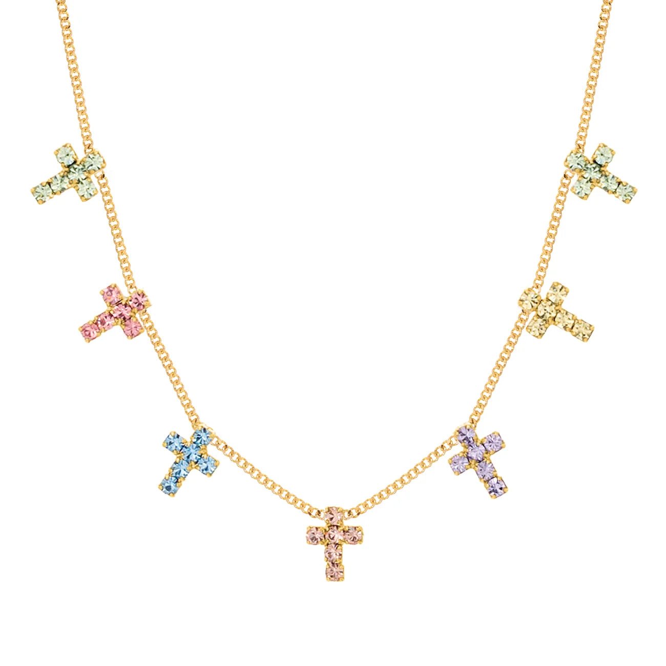 TOVA - Gold Multi Cross Necklace in Fairy Dust - Jewelry - Necklaces - Tova