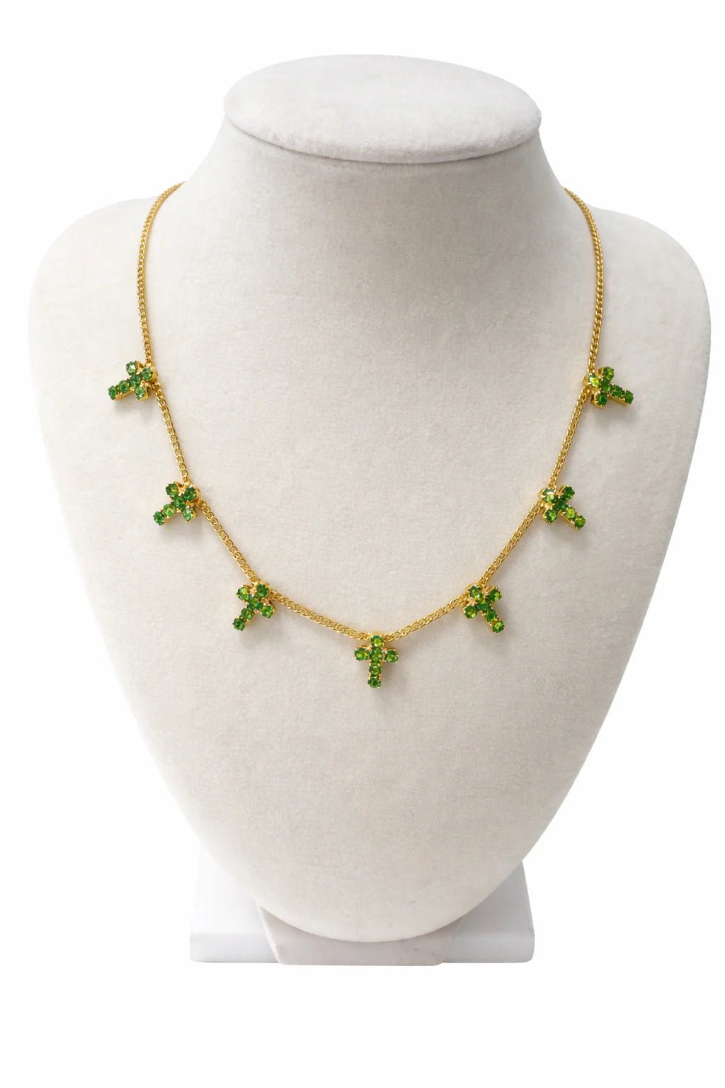 TOVA - Gold Multi Cross Necklace in Peridot - Jewelry - Necklaces - Tova