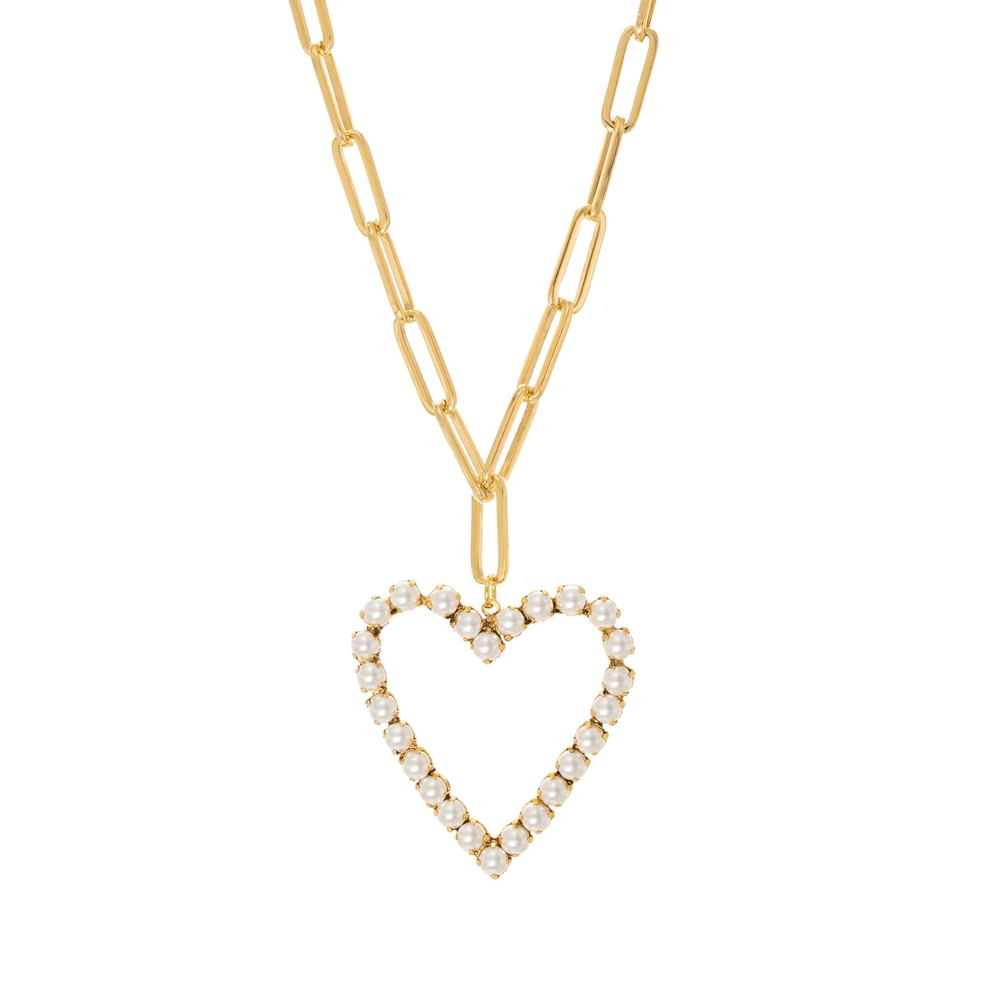 TOVA - Gold POP Heart Necklace in Pearls - Jewelry - Necklaces - Tova