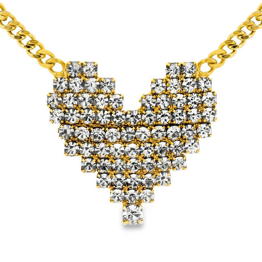TOVA - Gold Rhinestone Candy Heart Necklace - Jewelry - Necklaces - Tova