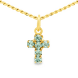 TOVA - Gold Single Mini Cross Necklace in Chysolite - Jewelry - Necklaces - Tova