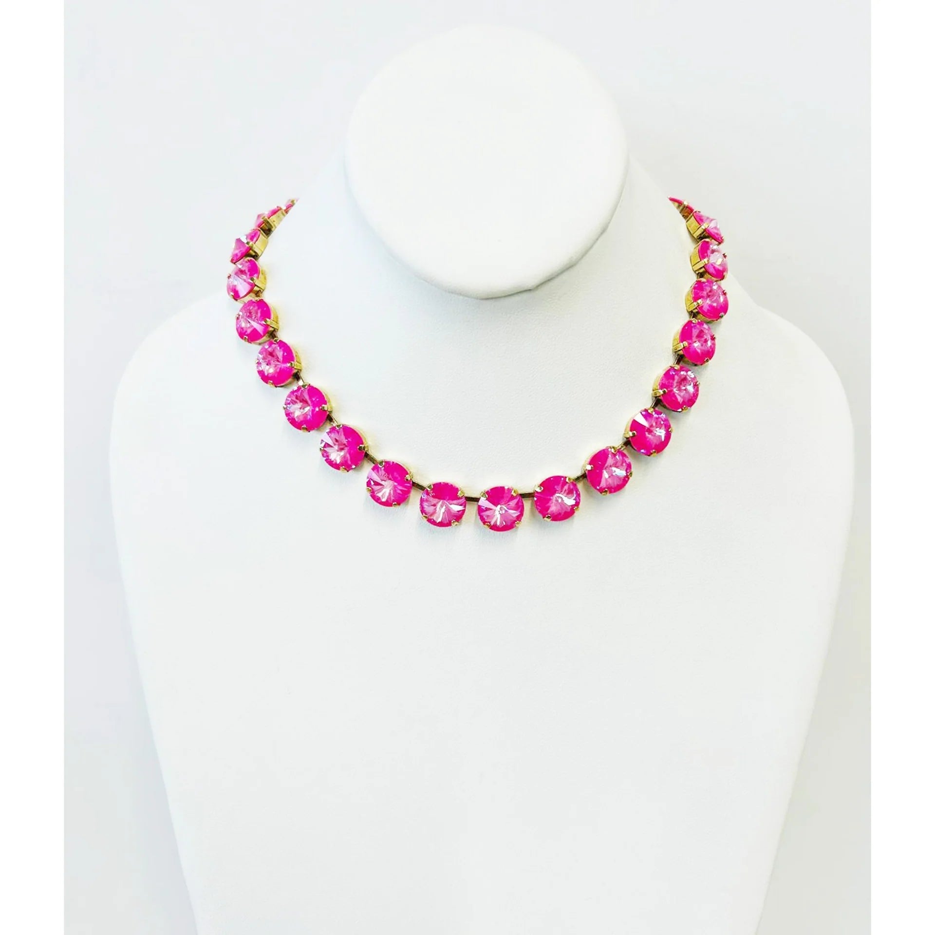 TOVA - Gold Sofia Necklace in Fairy Dust Ultra Fuchsia - Jewelry - Necklaces - Tova