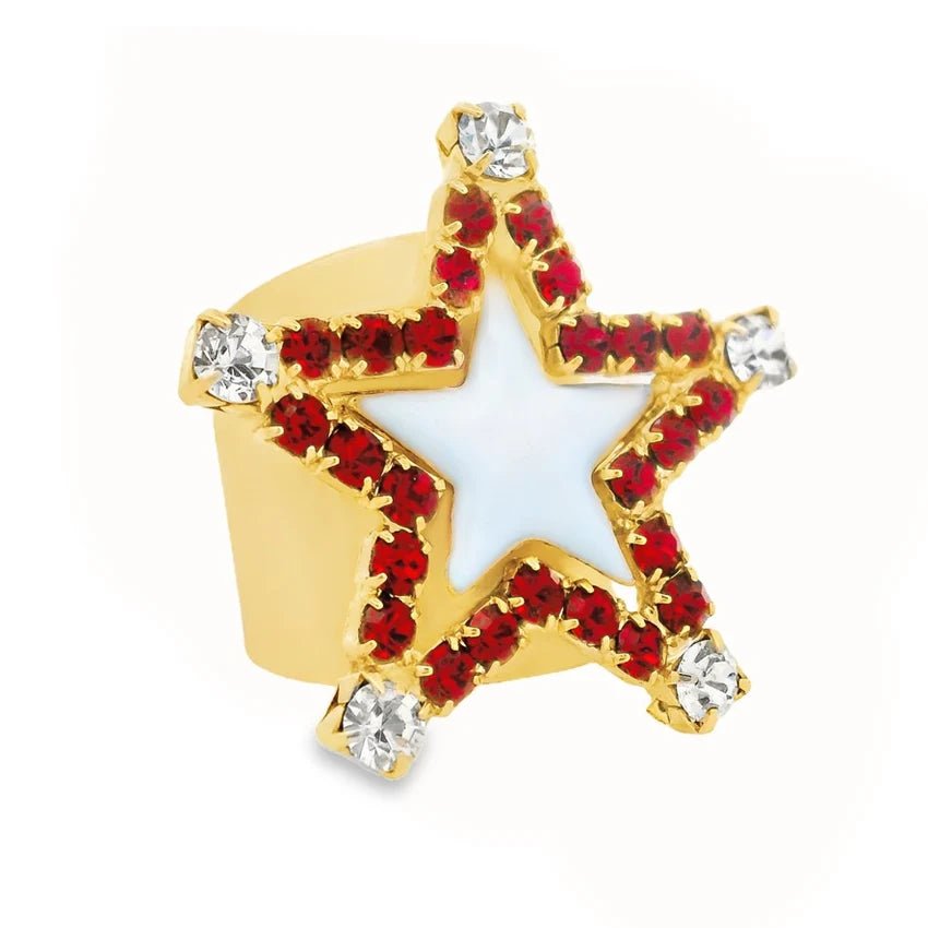 TOVA - Gold Super Star in Enamel Baby Blue Ring - Jewelry - Rings - Tova