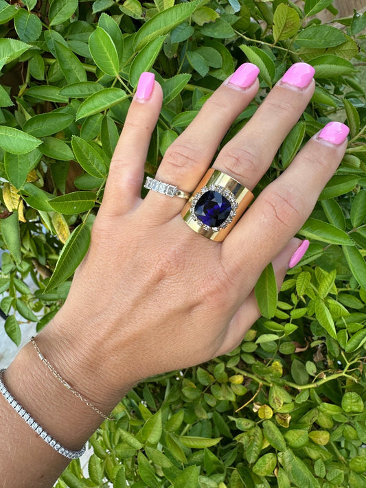 TOVA - Gold Sydney Blue Square Ring - Jewelry - Rings - Tova