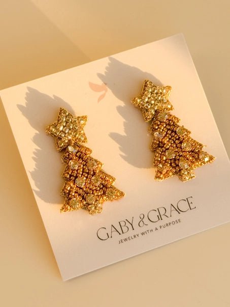 Twinkle Mini Christmas Gold Tree Stud Earrings - Jewelry - Earrings - Gaby & Grace