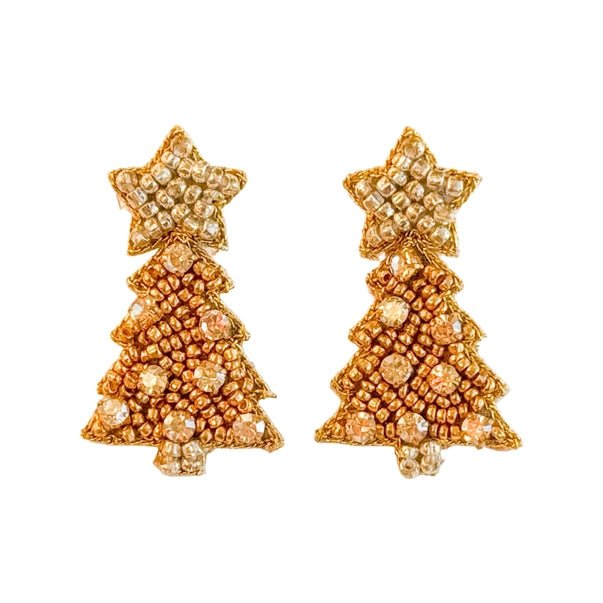 Twinkle Mini Christmas Gold Tree Stud Earrings