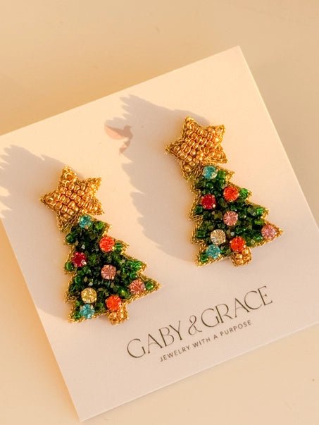 Twinkle Mini Christmas Green Tree Stud Earrings - Jewelry - Earrings - Gaby & Grace
