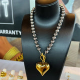 Two - Tone Bubble Heart Necklace - Jewelry - Necklaces - Chansutt Pearls