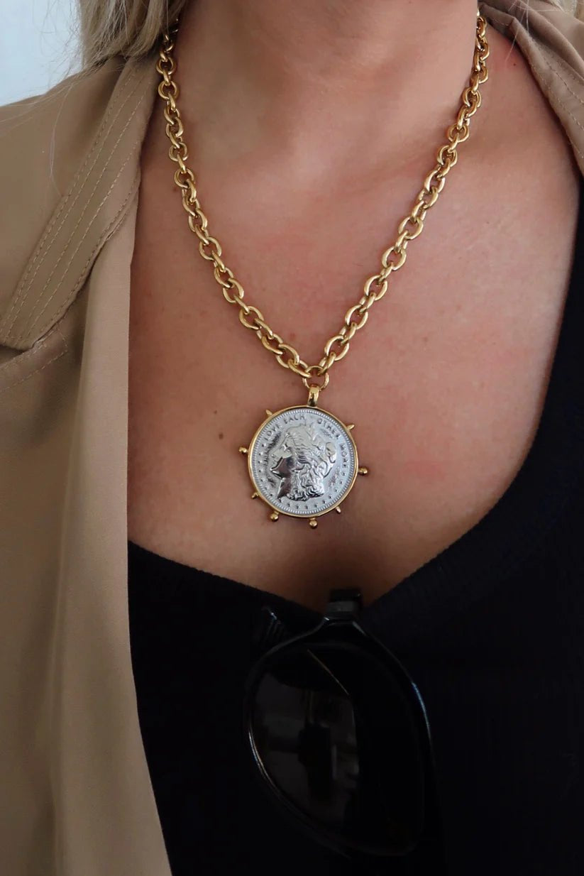 Two - Tone Coin Short Necklace - Jewelry - Necklaces - Chansutt Pearls
