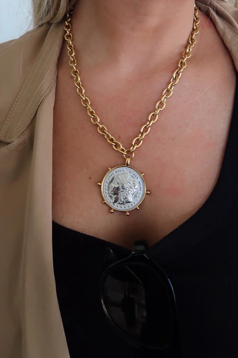 Two - Tone Coin Short Necklace - Jewelry - Necklaces - Chansutt Pearls