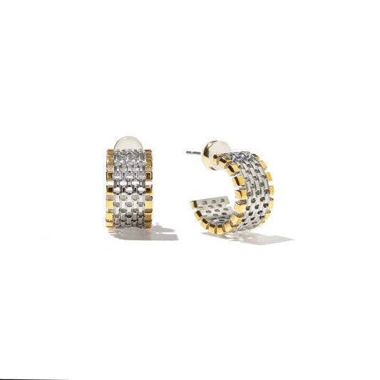 Two - Tone Watch Small Hoop Earrings - Jewelry - Earrings - Brenda Grands Jewelry