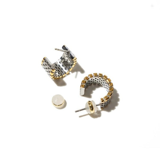Two - Tone Watch Small Hoop Earrings - Jewelry - Earrings - Brenda Grands Jewelry