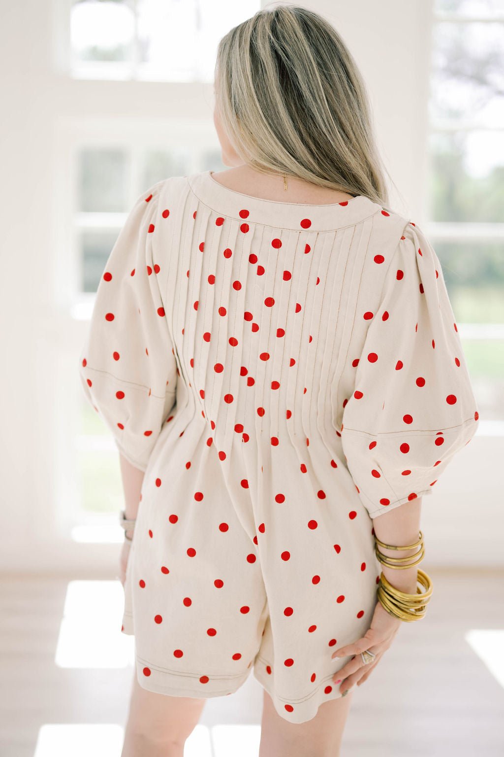 Vacay Escape Dot Romper - Rompers - Peach Love CA