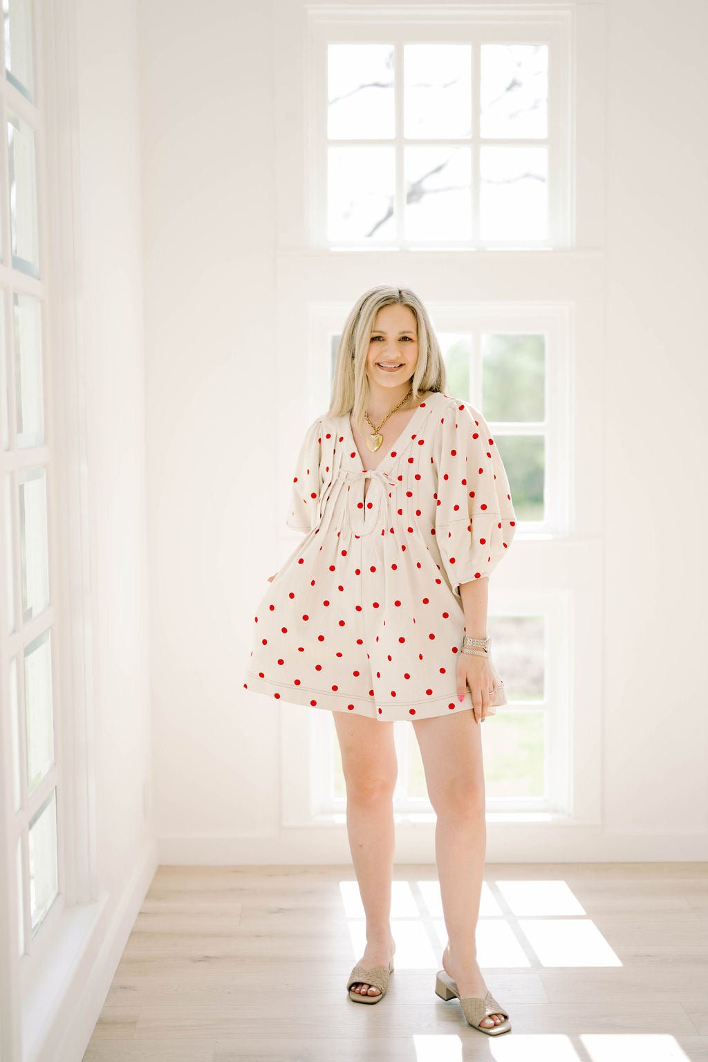 Vacay Escape Dot Romper - Rompers - Peach Love CA