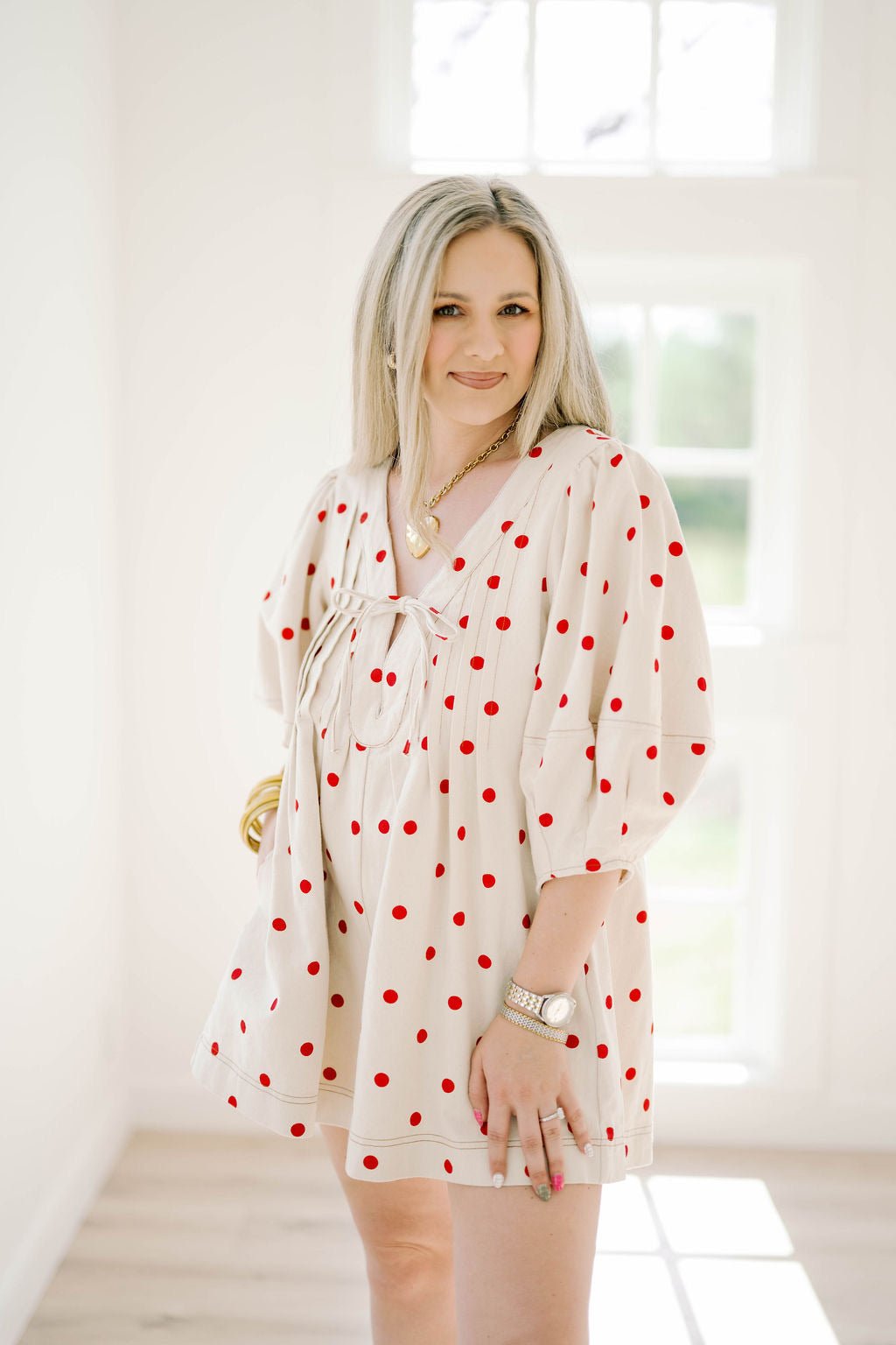 Vacay Escape Dot Romper - Rompers - Peach Love CA