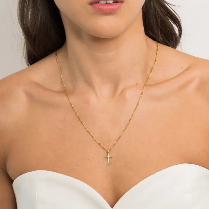 Waterproof Gold Diamond Cross Pendant Necklace - Jewelry - Necklaces - Brenda Grands Jewelry