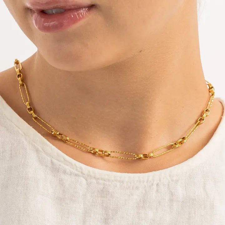 Waterproof Gold Modern Paperclip Chain Necklace - Jewelry - Necklaces - Brenda Grands Jewelry