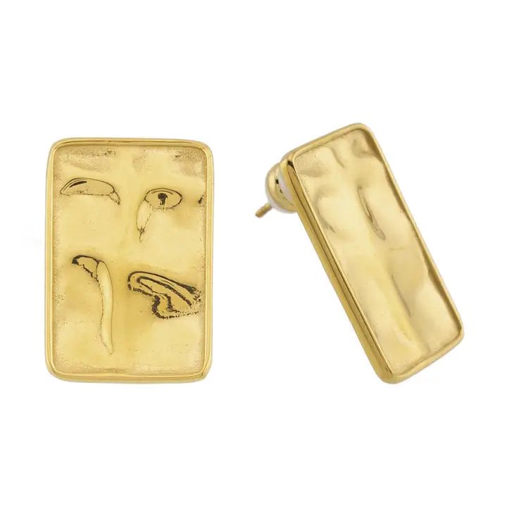 Waterproof Gold Statement Rectangular Earrings - Jewelry - Earrings - Brenda Grands Jewelry