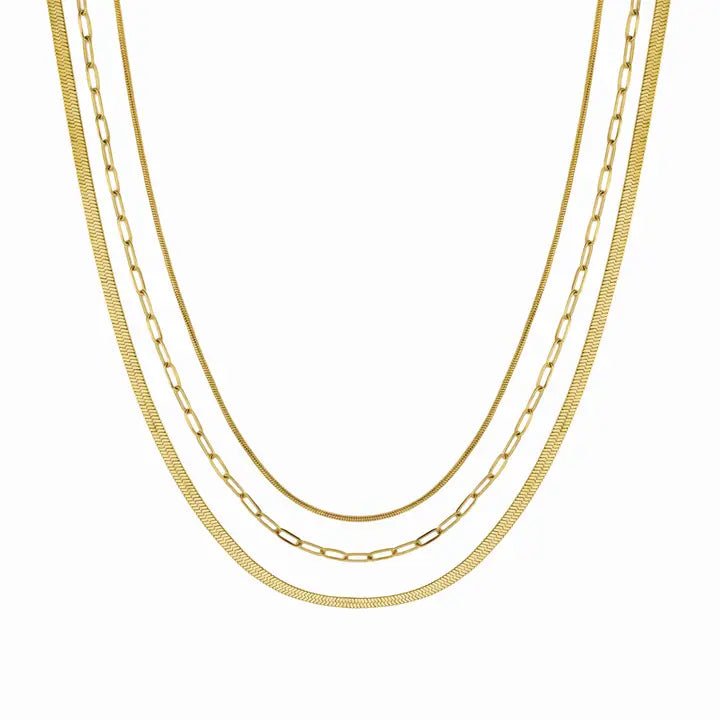 Waterproof Gold Triple Paperclip Necklace - Jewelry - Necklaces - Brenda Grands Jewelry