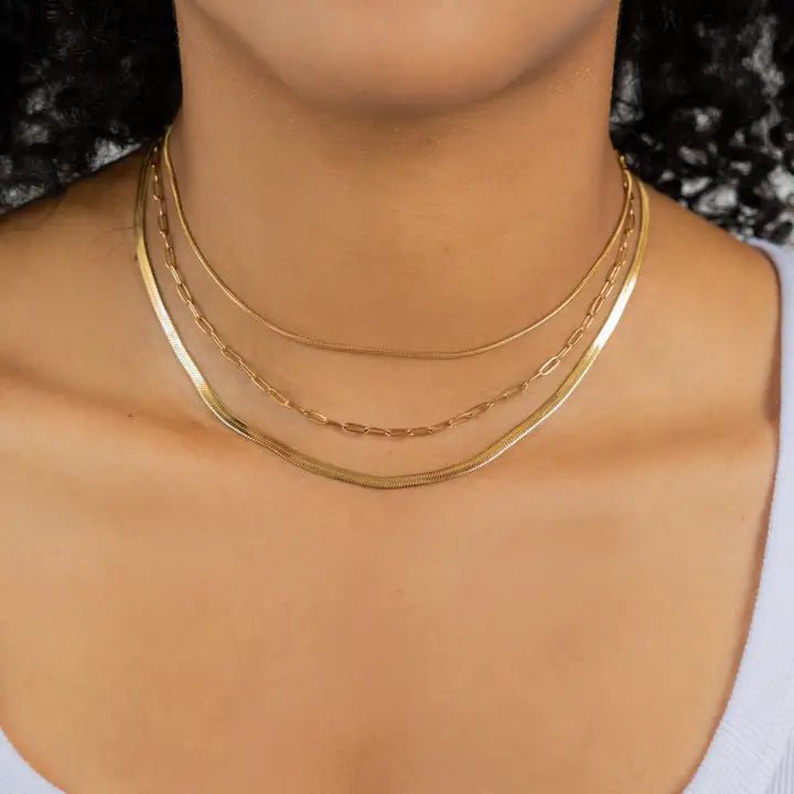 Waterproof Gold Triple Paperclip Necklace - Jewelry - Necklaces - Brenda Grands Jewelry