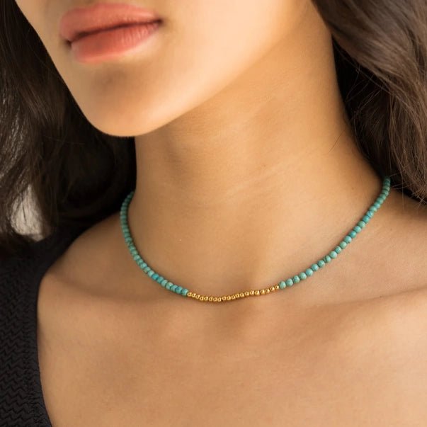 Waterproof Turquoise Beaded Necklace - Jewelry - Necklaces - Brenda Grands Jewelry