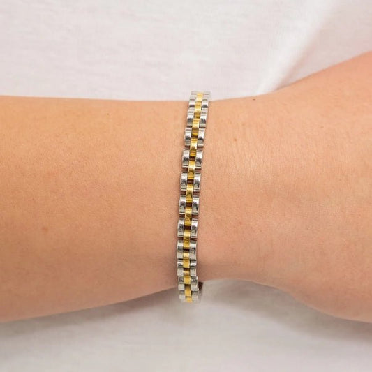 Waterproof Two - Tone Dainty Watch Band Bracelet - Jewelry - Bracelets - Brenda Grands Jewelry