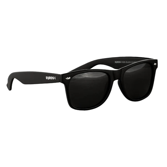 These black soft-touch, no-slip sunglasses feature polarized lenses and a classic black frame. 