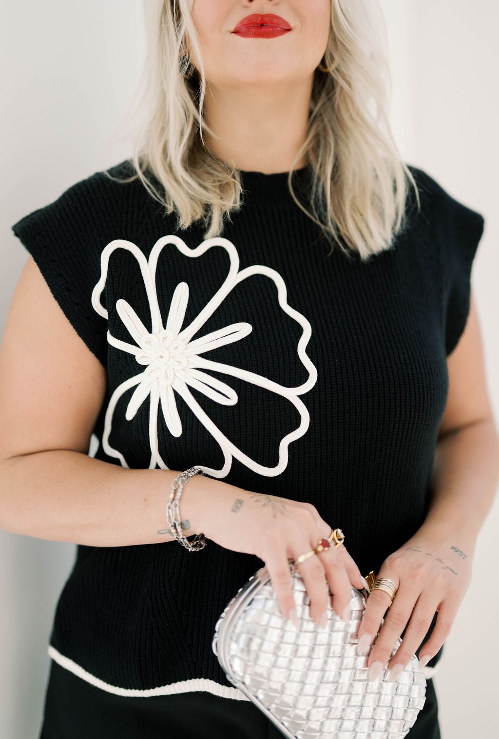 Winter Floral Detail Sweater - Tops - Sweaters - She & Sky