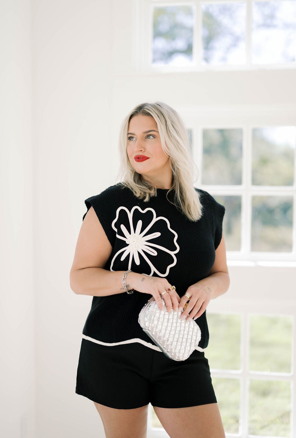 Winter Floral Detail Sweater - Tops - Sweaters - She & Sky