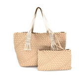 Woven Large Tote Beige - Bags - Totes - BC Bags