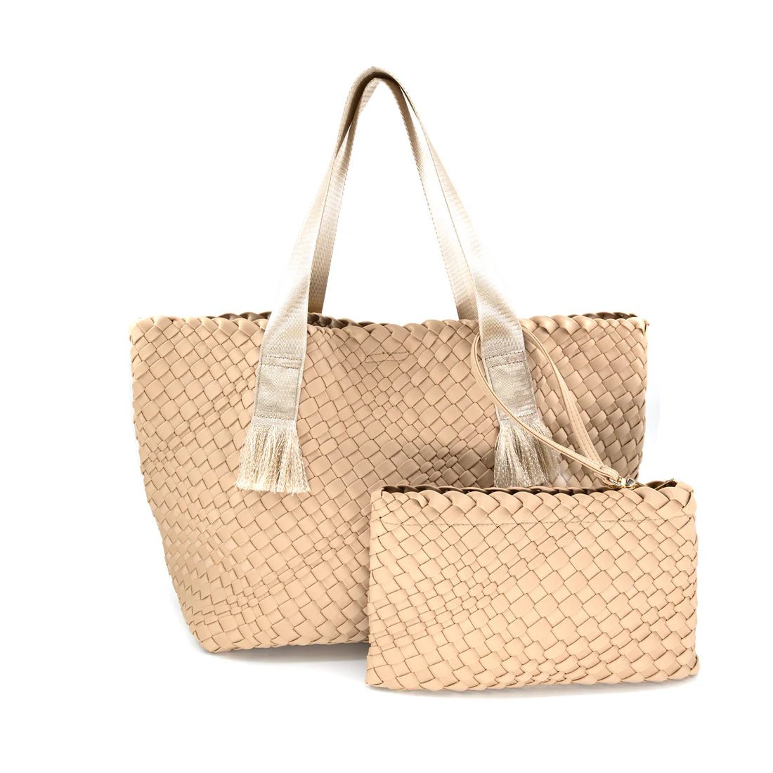 Woven Large Tote Beige - Bags - Totes - BC Bags