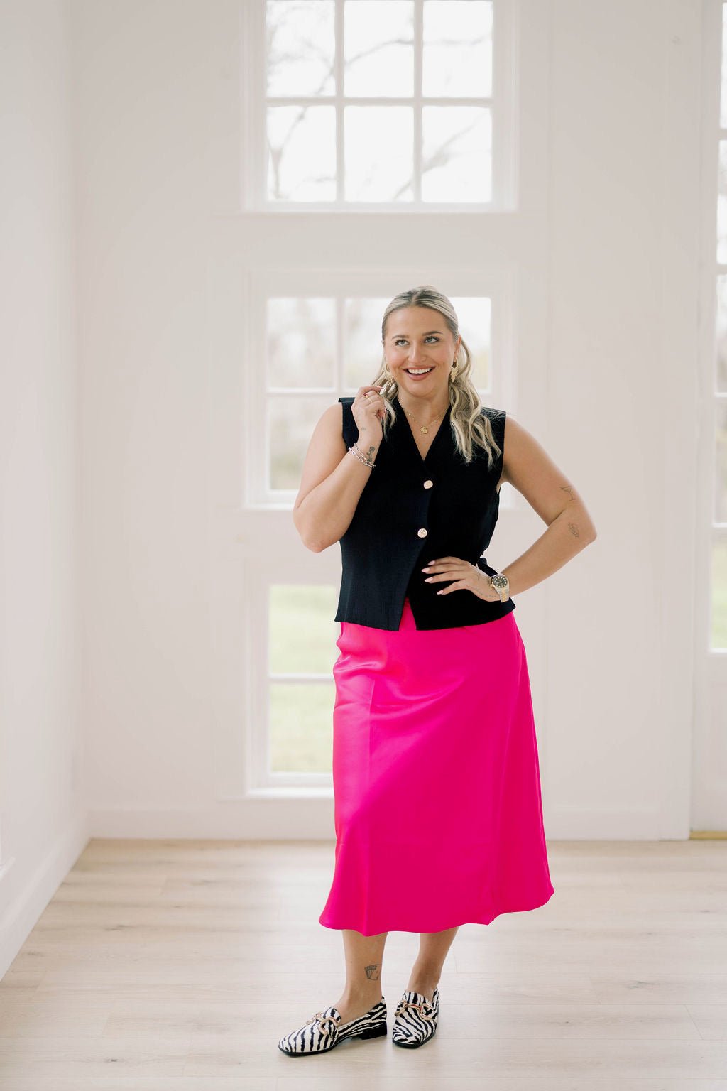 XOXO Satin Midi Skirt - Bottoms - Skirts - She & Sky