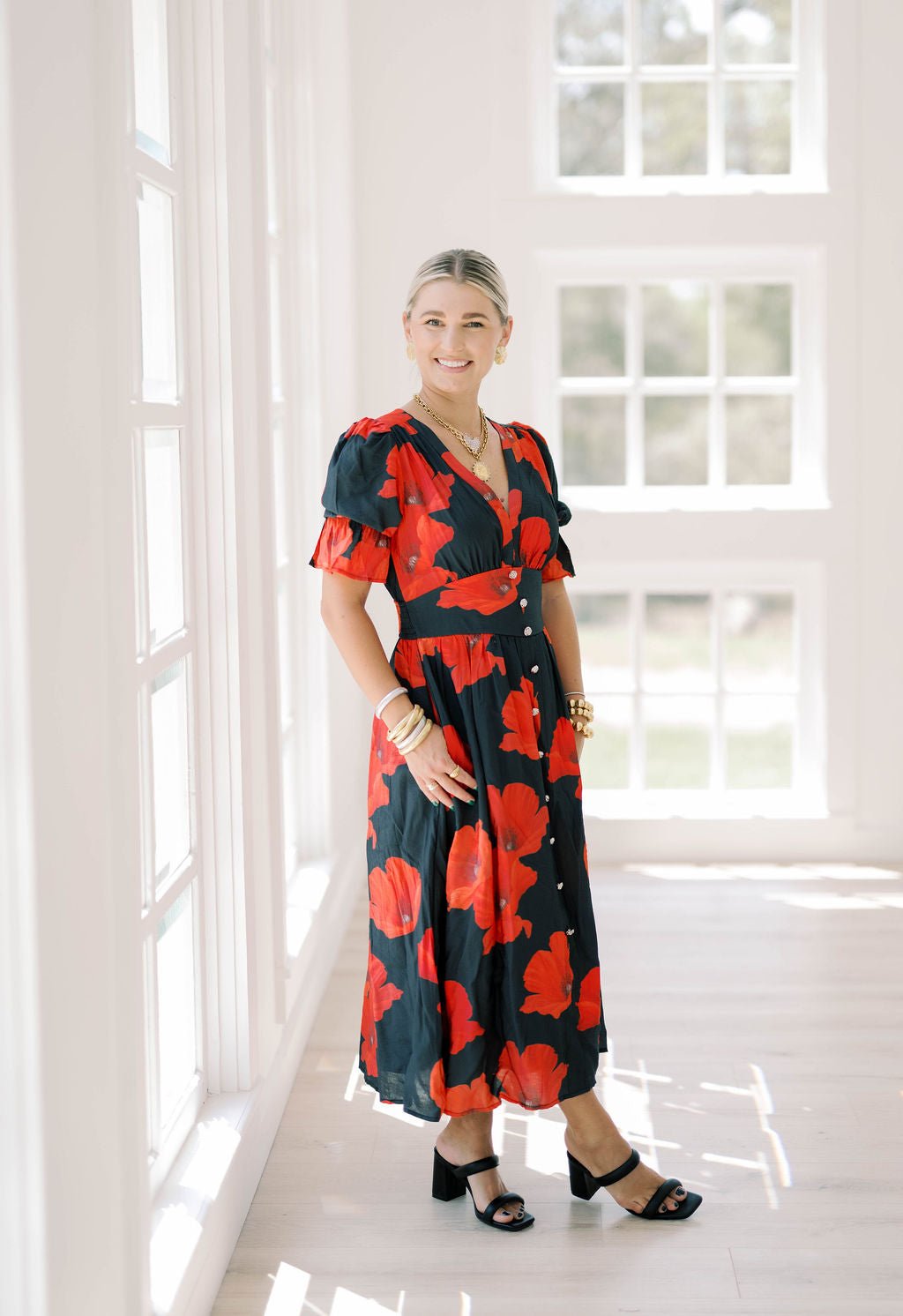 Yes Please Bold Floral Midi Dress - Dresses - TCEC