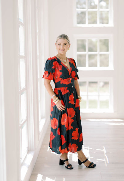 Yes Please Bold Floral Midi Dress