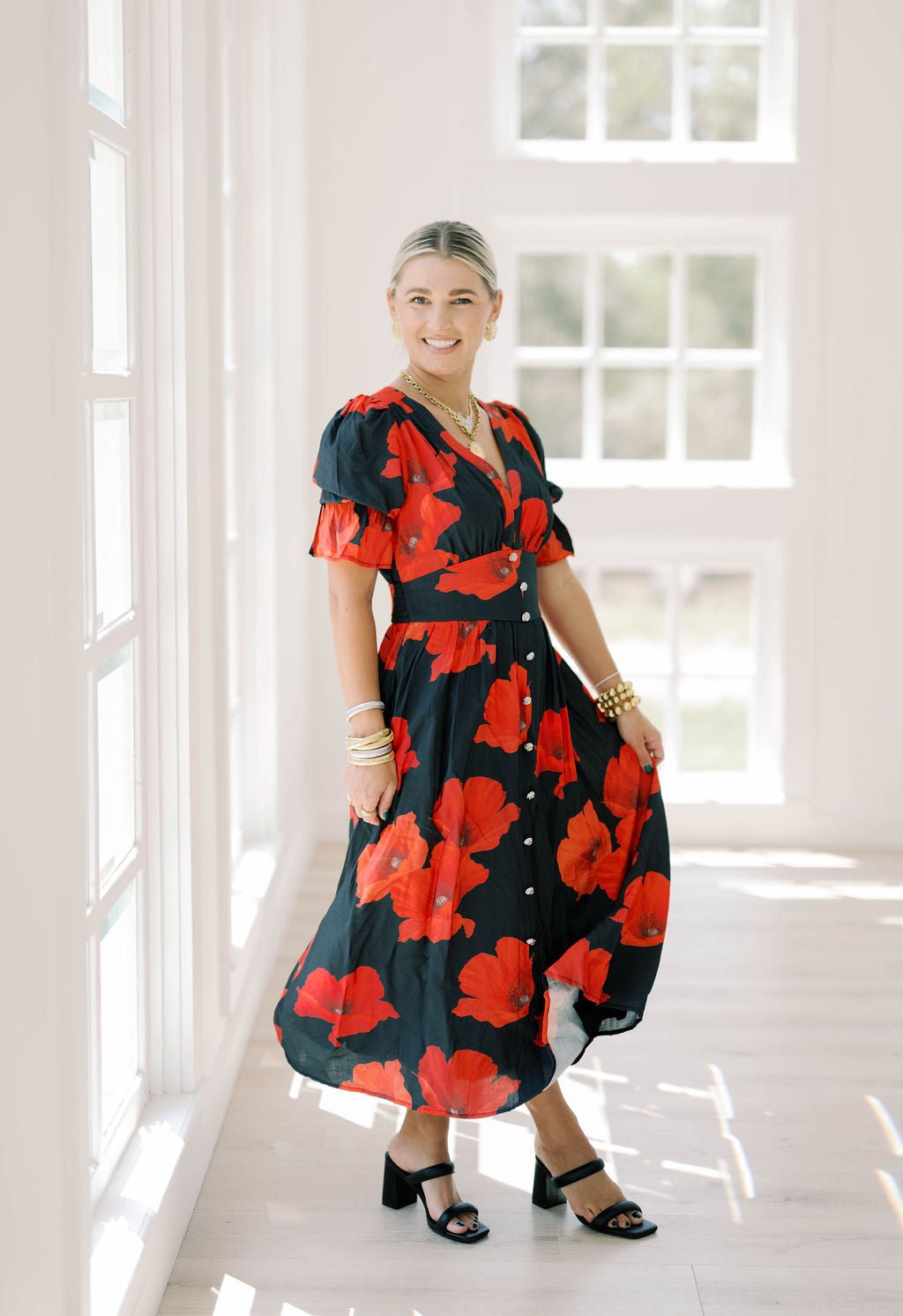 Yes Please Bold Floral Midi Dress - Dresses - TCEC
