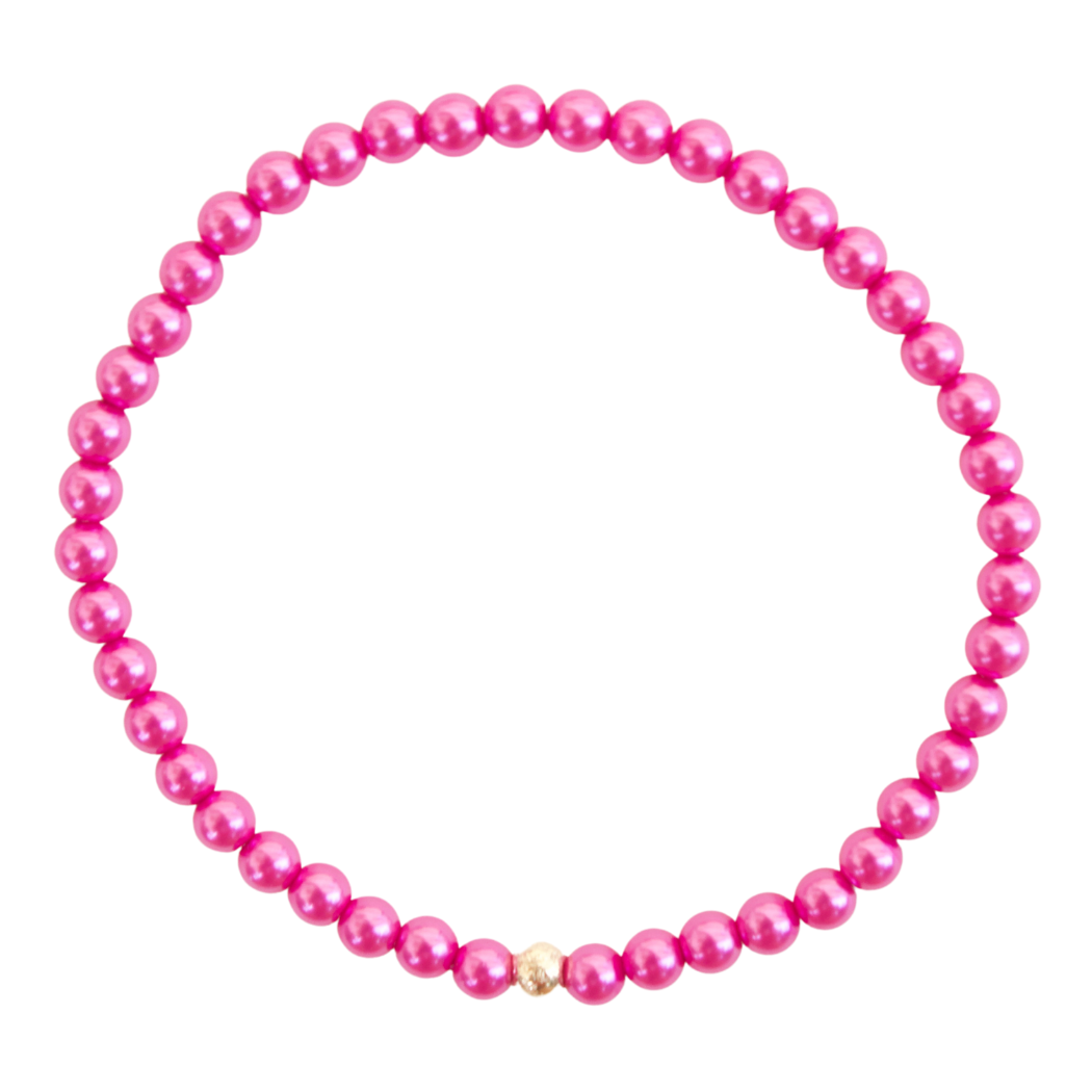 Czech Beaded Hot Pink Pearl Bracelet