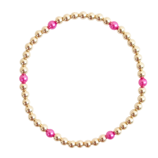 Lucky 7 Czech Beaded Hot Pink Pearl Bracelet