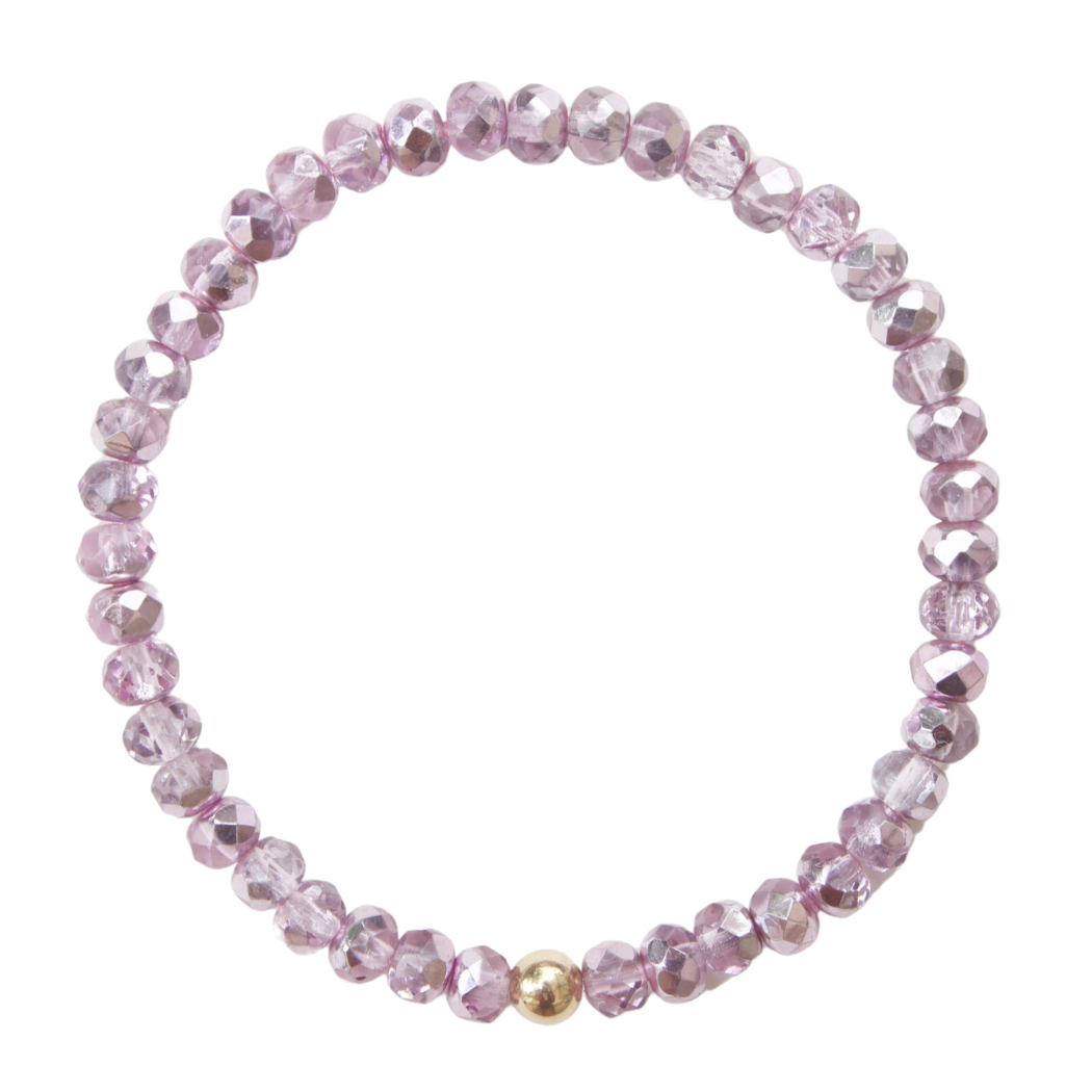 Pink Silver Crystal Beaded Bracelet