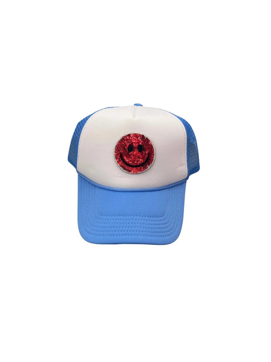 Baby Blue Red Smiley Trucker