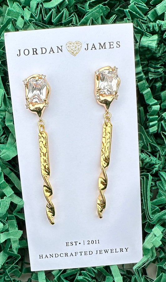 Rhinestone Gold Drop Earrings