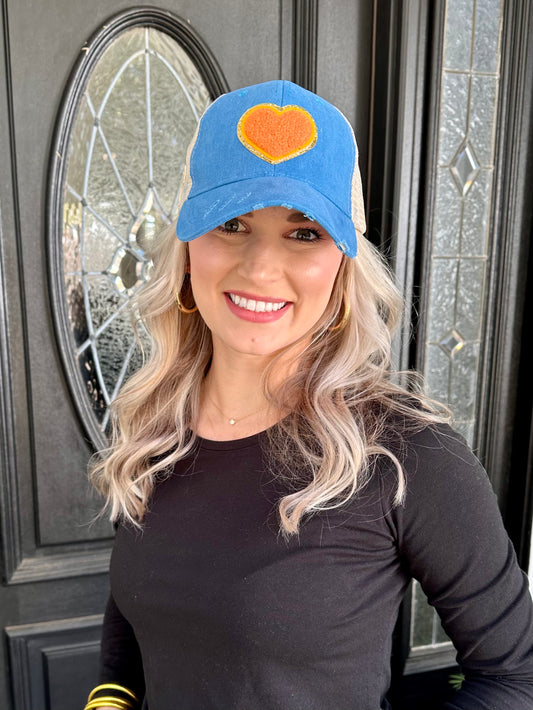 Heart Denim Ball Cap